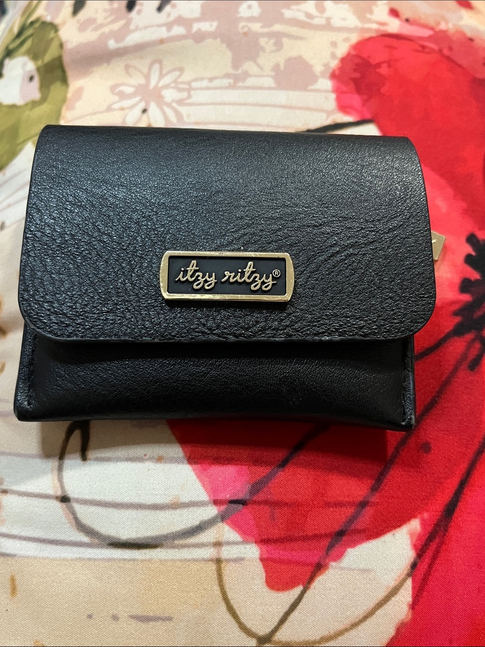 Itzy Ritzy Black Card & Key Holder with Gold Logo Plaque